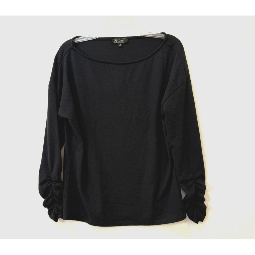 Diane Gilman DG2 Size Small Boatneck Ruched Sleeve Soft Knit Sweater